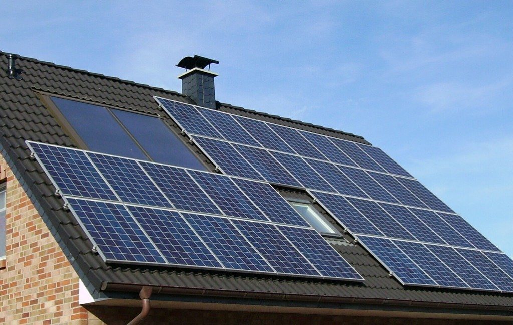 solar panel array, roof, home